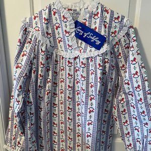 New Lanz of Salzburg Womens 100% Cotton Rocking Horse Flannel Nightgown Size S